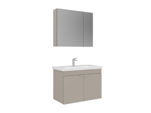 Conjunto de mueble con lavabo y espejo (2 piezas) «Desna 80» - 80 x 45 x 58 cm - Arena