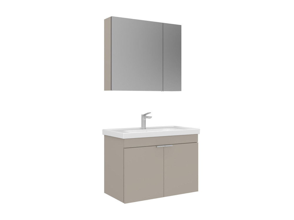 Conjunto de mueble con lavabo y espejo (2 piezas) «Desna 80» - 80 x 45 x 58 cm - Arena