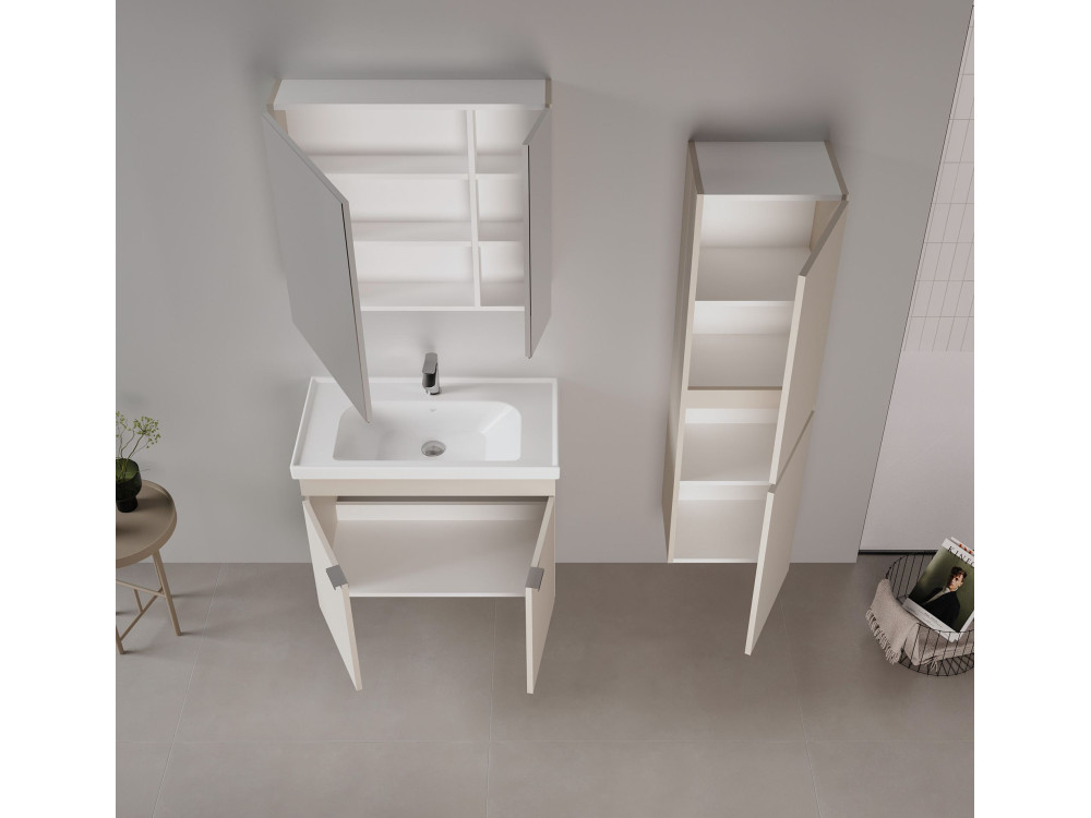 Conjunto de mueble con lavabo y espejo (2 piezas) «Desna 80» - 80 x 45 x 58 cm - Arena