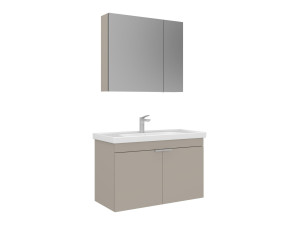 Conjunto de mueble con lavabo y espejo (2 piezas) «Desna 90» - 90 x 45 x 58 cm - Arena