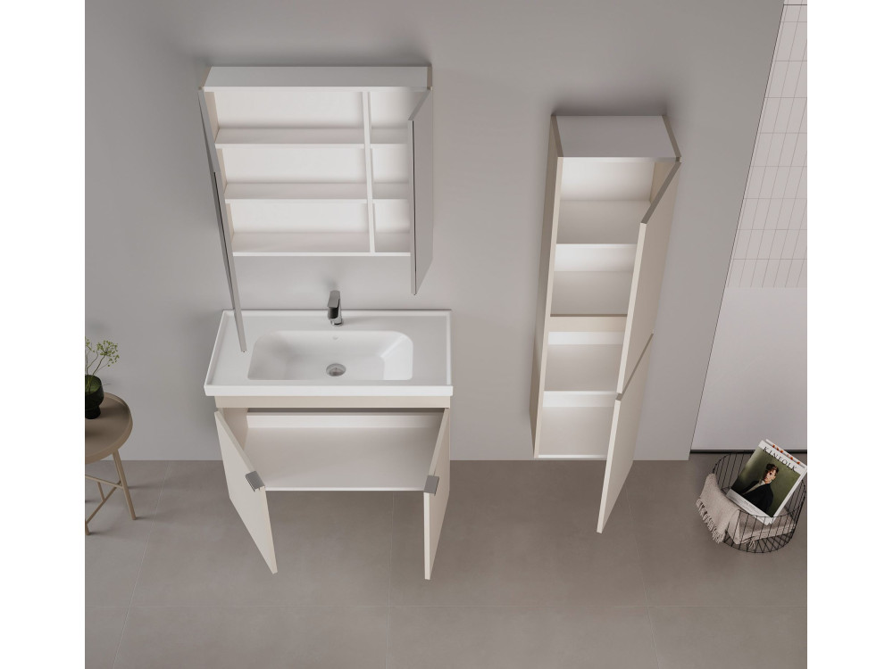 Conjunto de mueble con lavabo y espejo (2 piezas) «Desna 90» - 90 x 45 x 58 cm - Arena