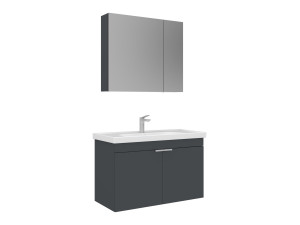 Conjunto de mueble con lavabo y espejo (2 piezas) «Desna 90» - 90 x 45 x 58 cm - Antracita mate