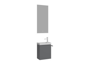 Conjunto de mueble con lavabo y espejo (2 piezas) «Ferla 40» - 40 x 22 x 50 cm - Gris mate