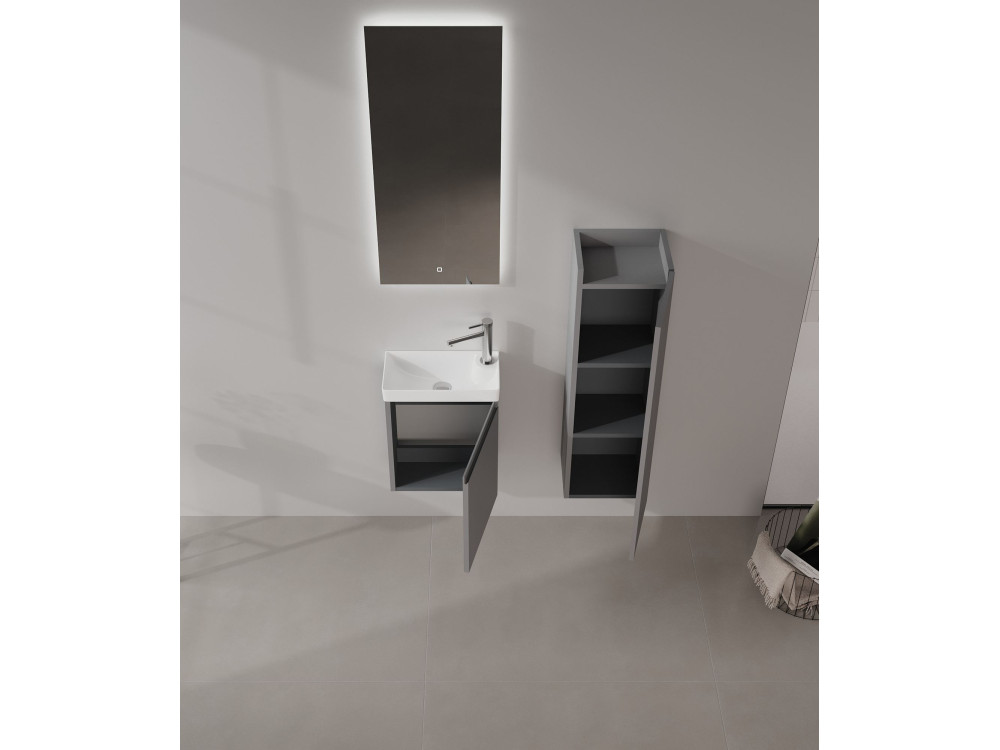 Conjunto de mueble con lavabo y espejo (2 piezas) «Ferla 40» - 40 x 22 x 50 cm - Gris mate