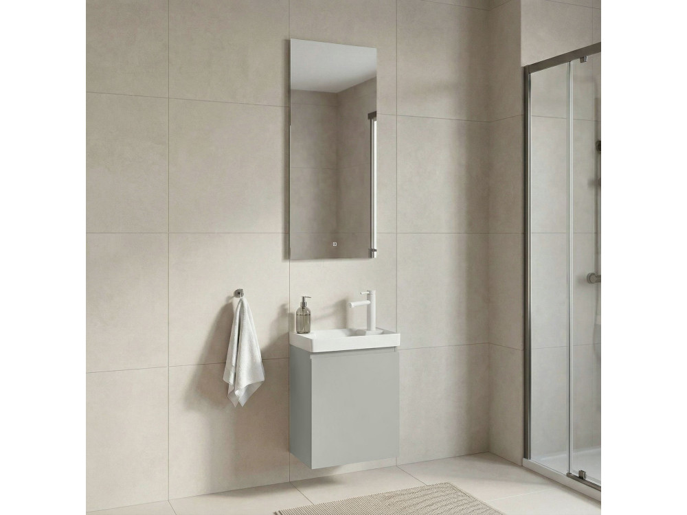Conjunto de mueble con lavabo y espejo (2 piezas) «Ferla 40» - 40 x 22 x 50 cm - Cachemira mate