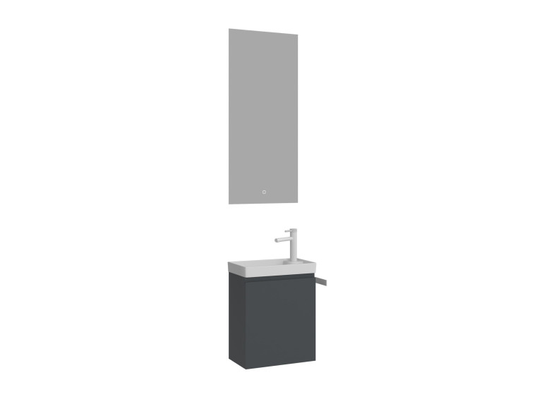 Conjunto de mueble con lavabo y espejo (2 piezas) «Ferla 40» - 40 x 22 x 50 cm - Antracita mate