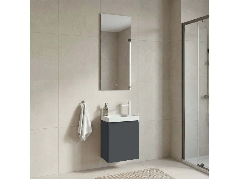 Conjunto de mueble con lavabo y espejo (2 piezas) «Ferla 40» - 40 x 22 x 50 cm - Antracita mate