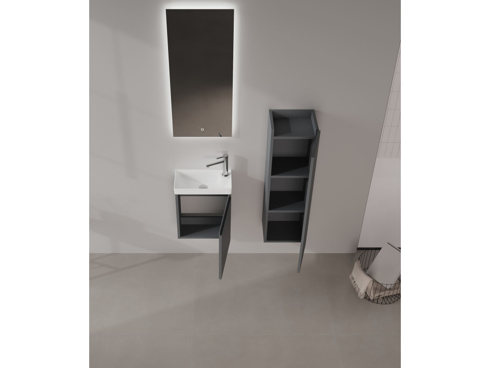 Conjunto de mueble con lavabo y espejo (2 piezas) «Ferla 40» - 40 x 22 x 50 cm - Antracita mate