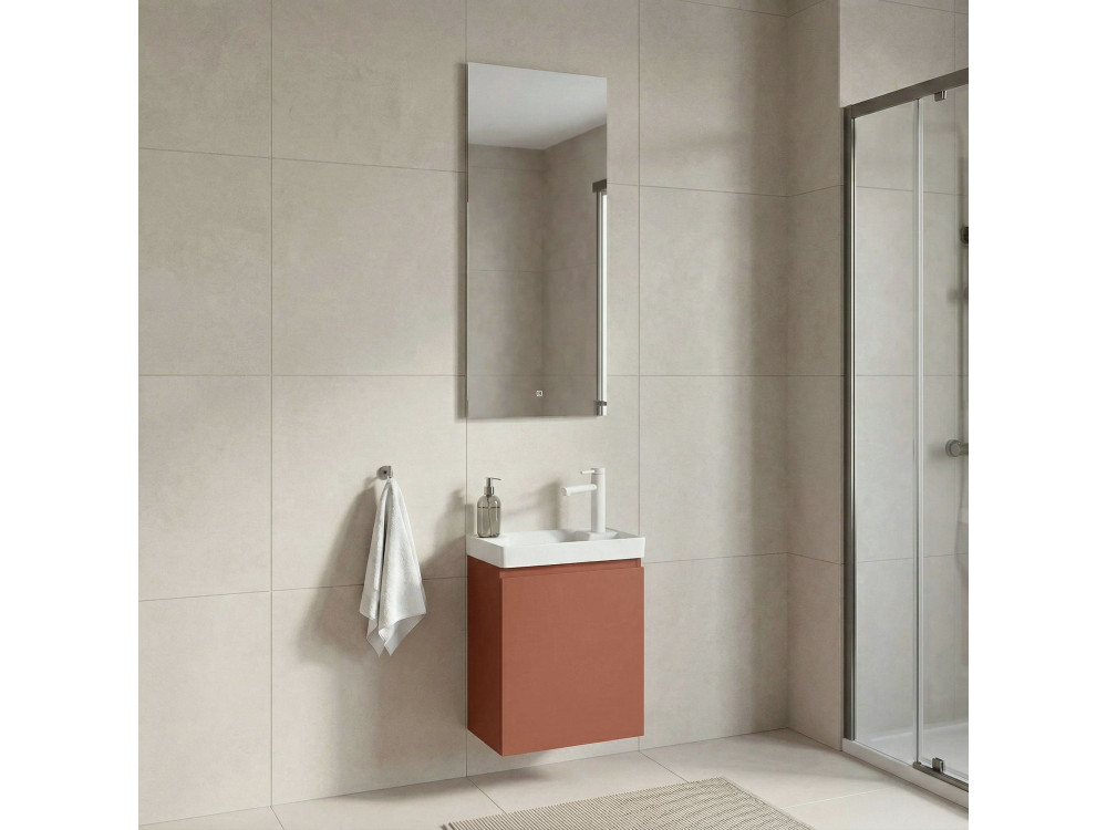 Conjunto de mueble con lavabo y espejo (2 piezas) «Ferla 40» - 40 x 22 x 50 cm - Canela mate