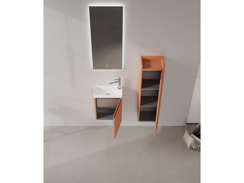 Conjunto de mueble con lavabo y espejo (2 piezas) «Ferla 40» - 40 x 22 x 50 cm - Canela mate