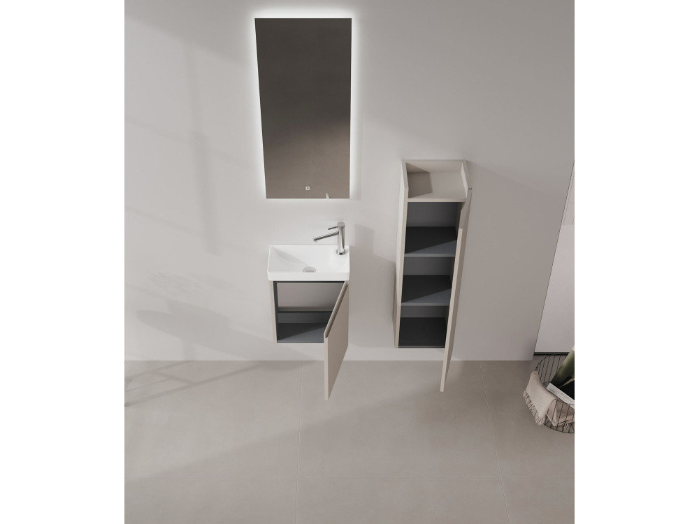 Conjunto de mueble con lavabo y espejo (2 piezas) «Ferla 40» - 40 x 22 x 50 cm - Matte Mink