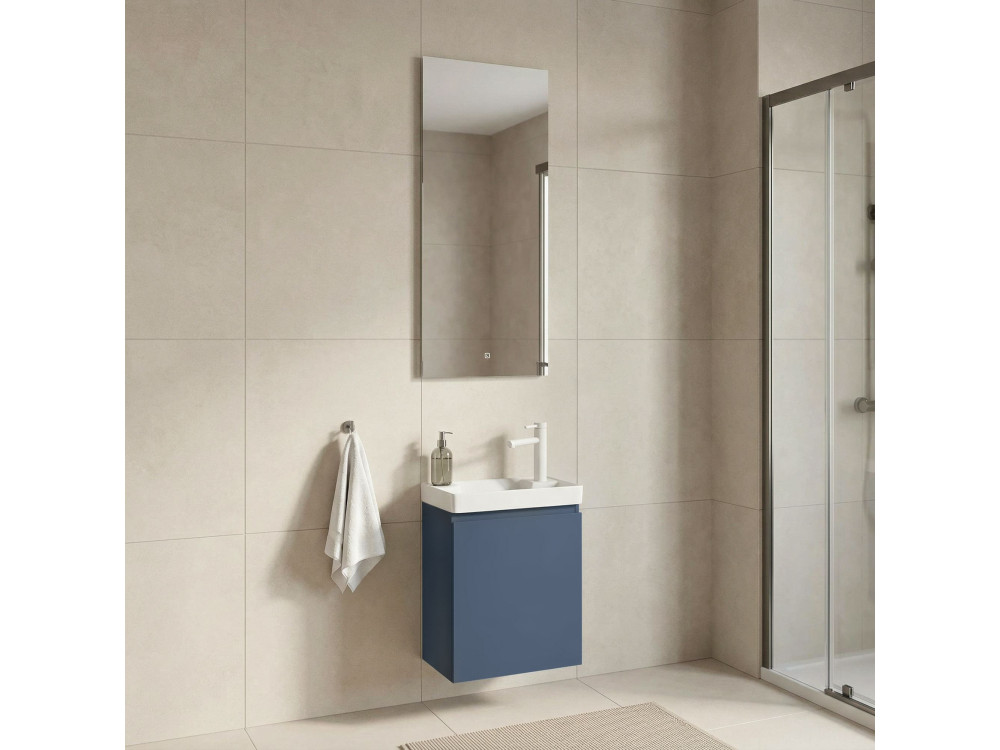 Conjunto de mueble con lavabo y espejo (2 piezas) «Ferla 40» - 40 x 22 x 50 cm - Azul mate