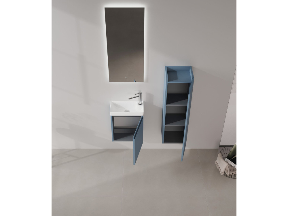 Conjunto de mueble con lavabo y espejo (2 piezas) «Ferla 40» - 40 x 22 x 50 cm - Azul mate