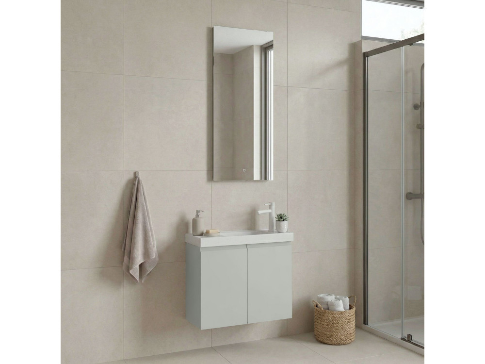 Conjunto de mueble con lavabo y espejo (2 piezas) «Ferla 60» - 60 x 22 x 50 cm - Cachemira mate