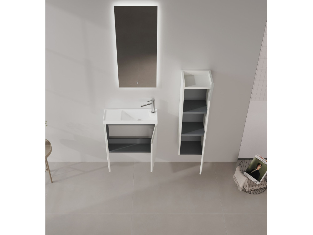 Conjunto de mueble con lavabo y espejo (2 piezas) «Ferla 60» - 60 x 22 x 50 cm - Cachemira mate