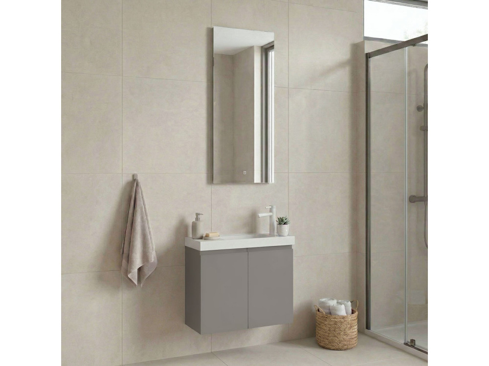 Conjunto de mueble con lavabo y espejo (2 piezas) «Ferla 60» - 60 x 22 x 50 cm - Matte Mink