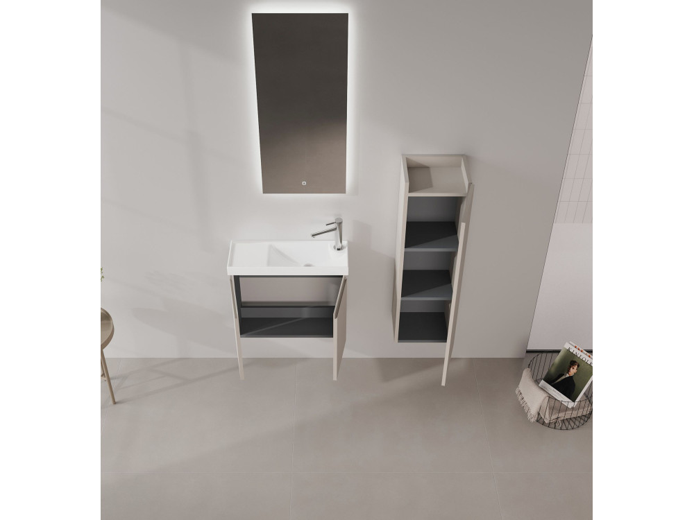 Conjunto de mueble con lavabo y espejo (2 piezas) «Ferla 60» - 60 x 22 x 50 cm - Matte Mink