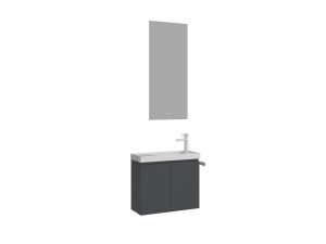 Conjunto de mueble con lavabo y espejo (2 piezas) «Ferla 60» - 60 x 22 x 50 cm - Antracita mate