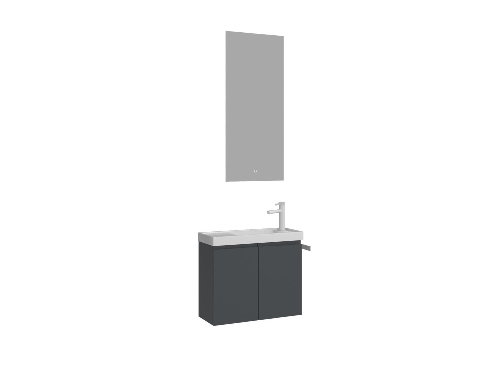 Conjunto de mueble con lavabo y espejo (2 piezas) «Ferla 60» - 60 x 22 x 50 cm - Antracita mate