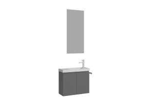 Conjunto de mueble con lavabo y espejo (2 piezas) «Ferla 60» - 60 x 22 x 50 cm - Gris mate