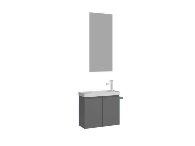 Conjunto de mueble con lavabo y espejo (2 piezas) «Ferla 60» - 60 x 22 x 50 cm - Gris mate