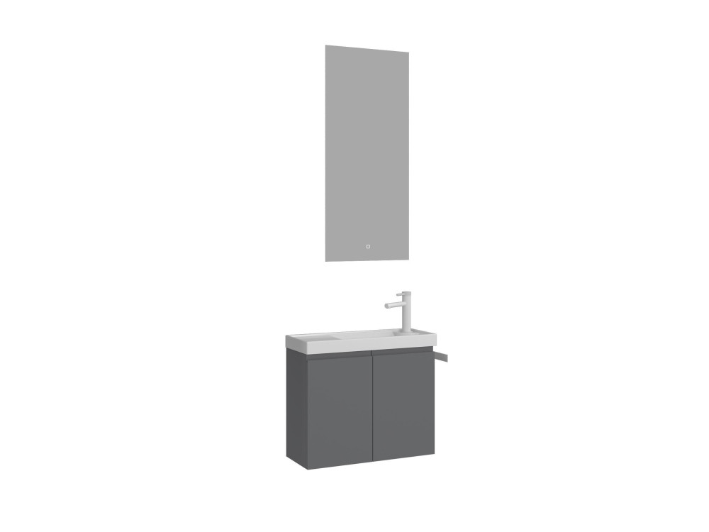 Conjunto de mueble con lavabo y espejo (2 piezas) «Ferla 60» - 60 x 22 x 50 cm - Gris mate