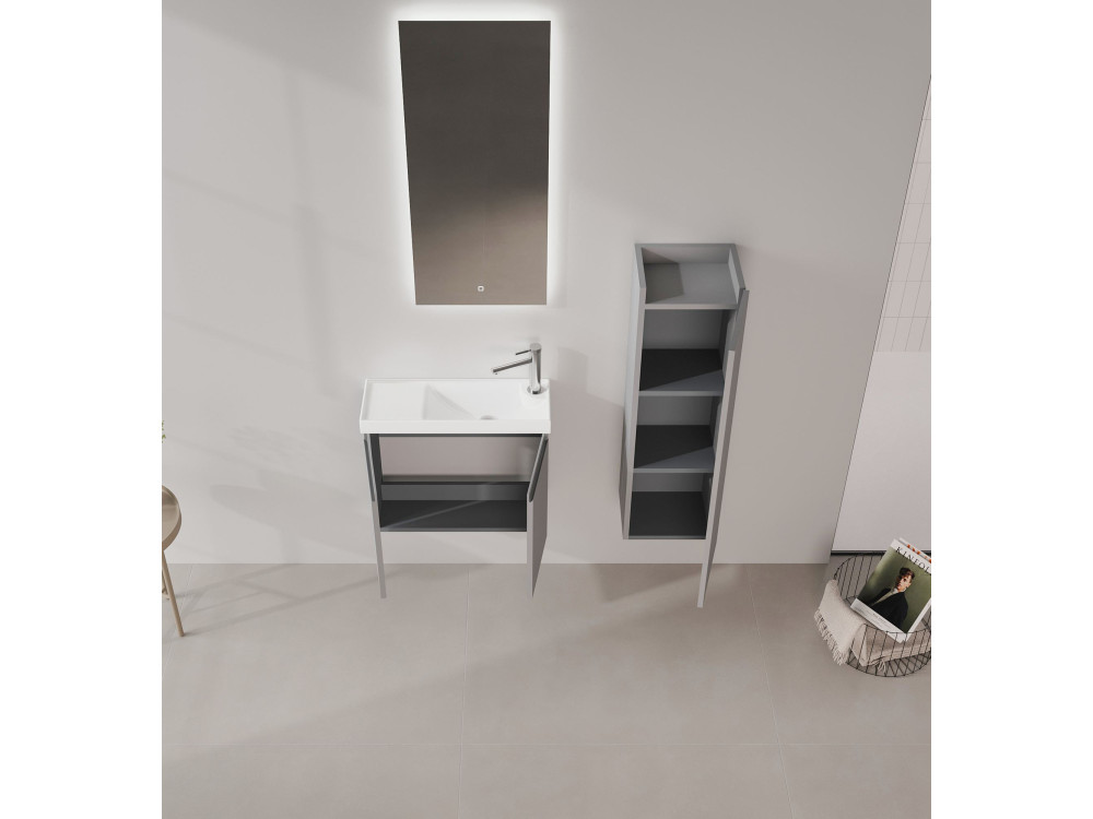 Conjunto de mueble con lavabo y espejo (2 piezas) «Ferla 60» - 60 x 22 x 50 cm - Gris mate