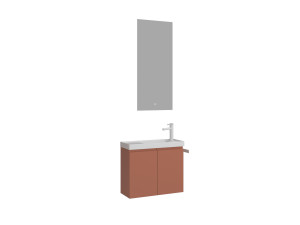 Conjunto de mueble con lavabo y espejo (2 piezas) «Ferla 60» - 60 x 22 x 50 cm - Canela mate