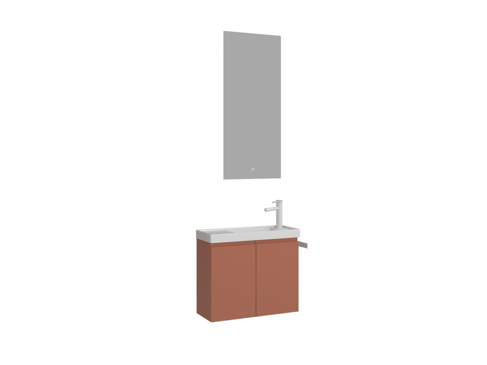 Conjunto de mueble con lavabo y espejo (2 piezas) «Ferla 60» - 60 x 22 x 50 cm - Canela mate