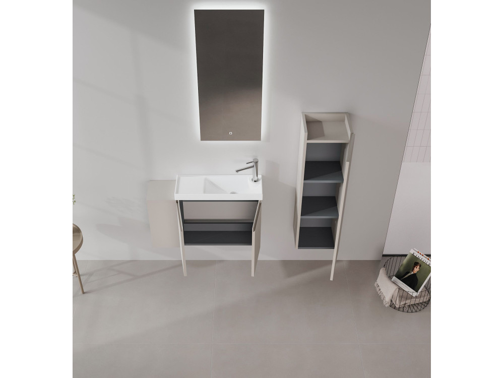 Conjunto de mueble con lavabo y espejo (2 piezas) «Ferla 80» - 80 x 22 x 45 cm - Matte Mink