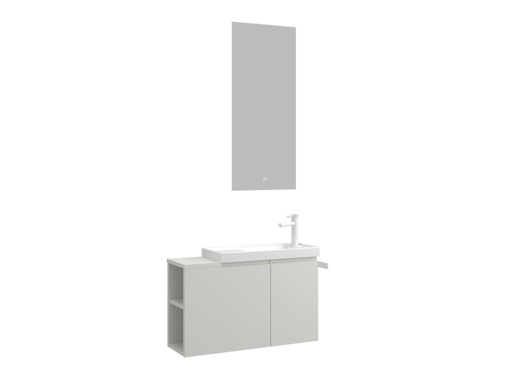 Conjunto de mueble con lavabo y espejo (2 piezas) «Ferla 80» - 80 x 22 x 45 cm - Cachemira mate