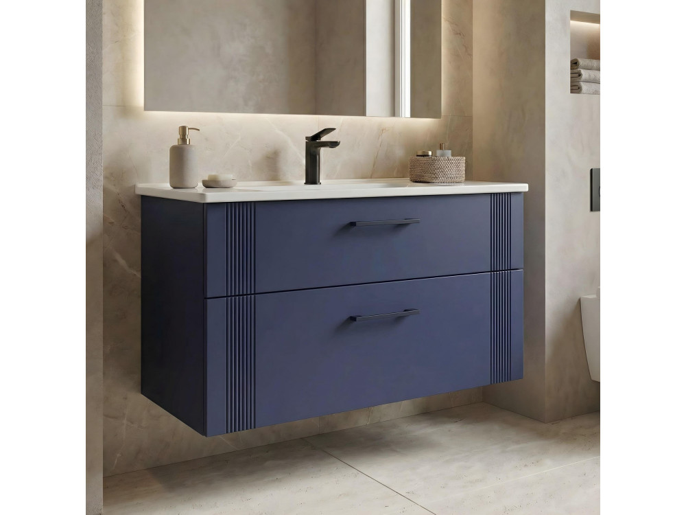 Mueble para lavabo «Bari 100 v2» - 100 x 45 x 55 cm - Azul marino mate