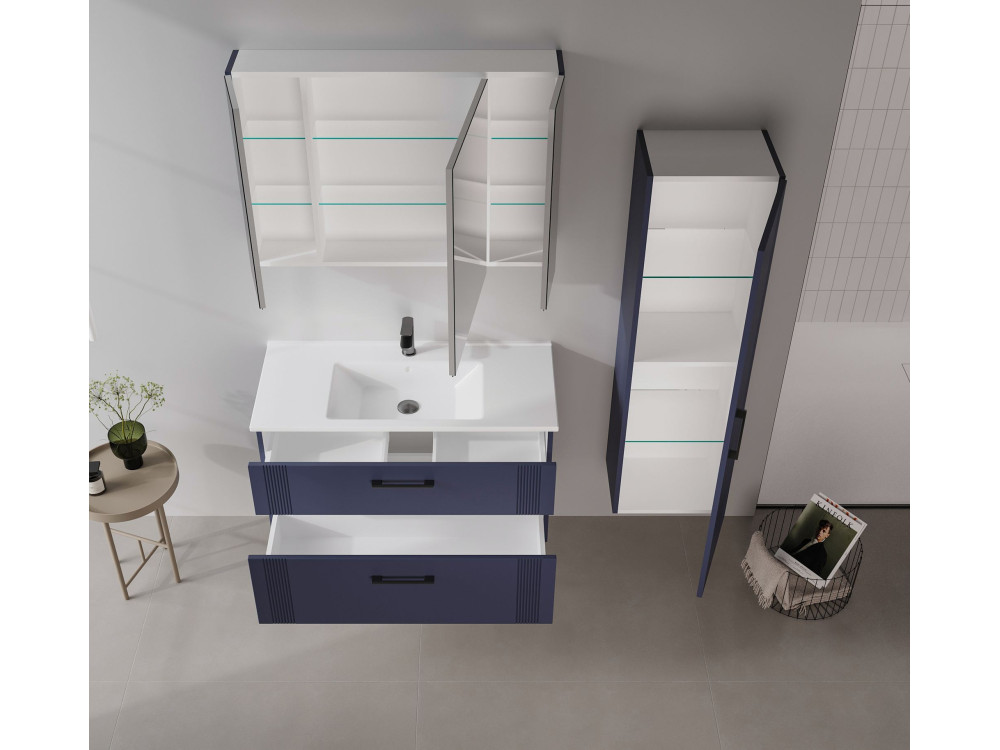 Mueble para lavabo «Bari 100 v2» - 100 x 45 x 55 cm - Azul marino mate