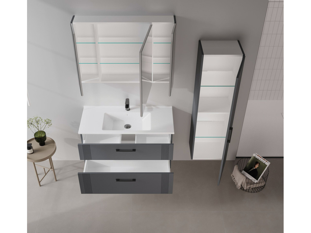 Mueble para lavabo «Bari 100 v2» - 100 x 45 x 55 cm - Antracita mate