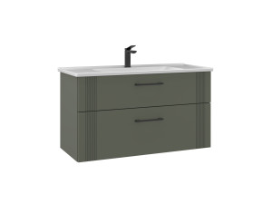 Mueble para lavabo «Bari 100 v2» - 100 x 45 x 55 cm - Verde mate
