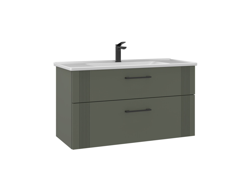 Mueble para lavabo «Bari 100 v2» - 100 x 45 x 55 cm - Verde mate