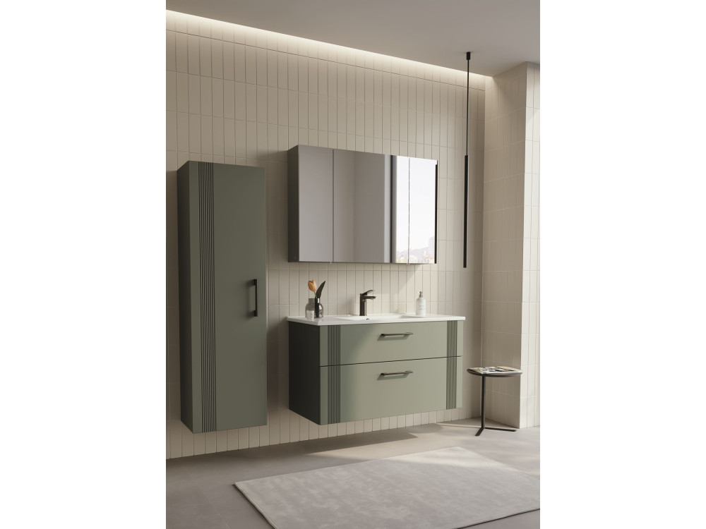 Mueble para lavabo «Bari 100 v2» - 100 x 45 x 55 cm - Verde mate