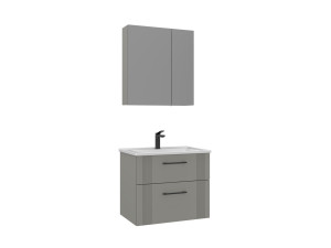 Conjunto de mueble con lavabo y espejo (2 piezas) «Bari 65 v2» - 65 x 45 x 55 cm - Cachemira mate