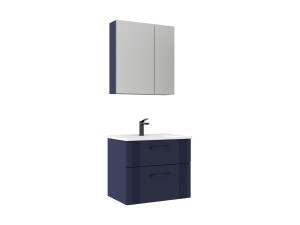 Conjunto de mueble con lavabo y espejo (2 piezas) «Bari 65 v2» - 65 x 45 x 55 cm - Azul marino mate
