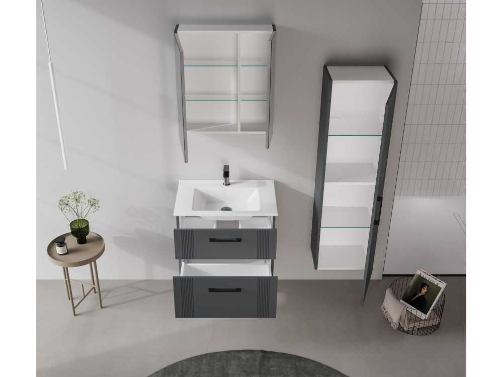 Mueble para lavabo «Bari 65 v2» - 65 x 45 x 55 cm - Antracita mate
