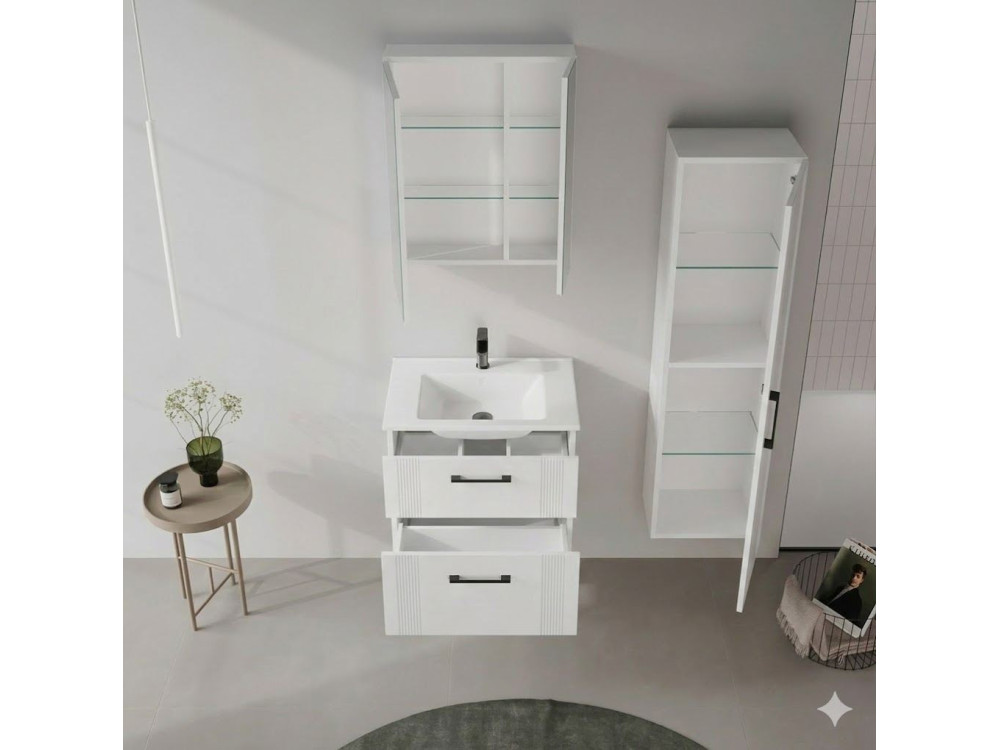 Mueble para lavabo «Bari 65 v2» - 65 x 45 x 55 cm - Blanco mate