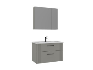 Conjunto de mueble con lavabo y espejo (2 piezas) «Bari 85 v2» - 85 x 45 x 55 cm - Cachemira mate