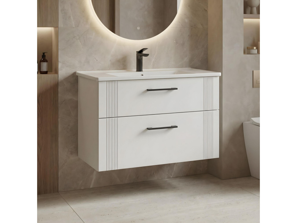 Mueble para lavabo «Bari 85 v2» - 85 x 45 x 55 cm - Blanco mate