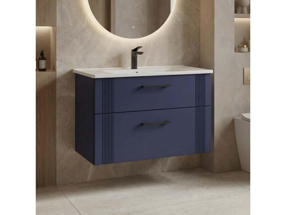 Mueble para lavabo «Bari 85 v2» - 85 x 45 x 55 cm - Azul marino mate