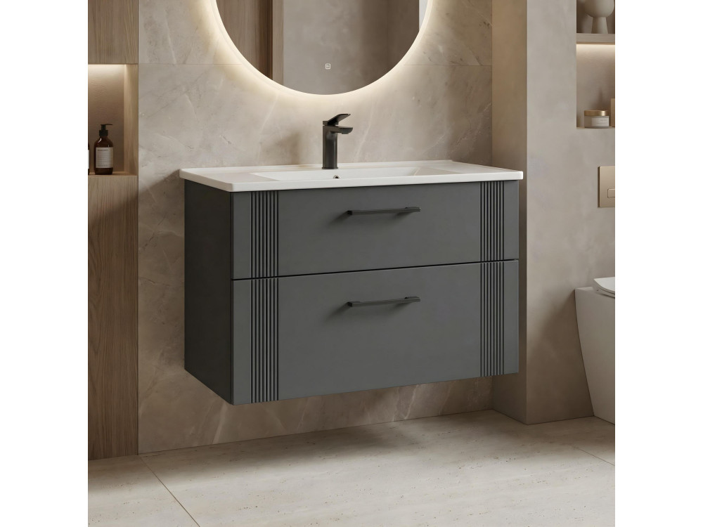Mueble para lavabo «Bari 85 v2» - 85 x 45 x 55 cm - Antracita mate