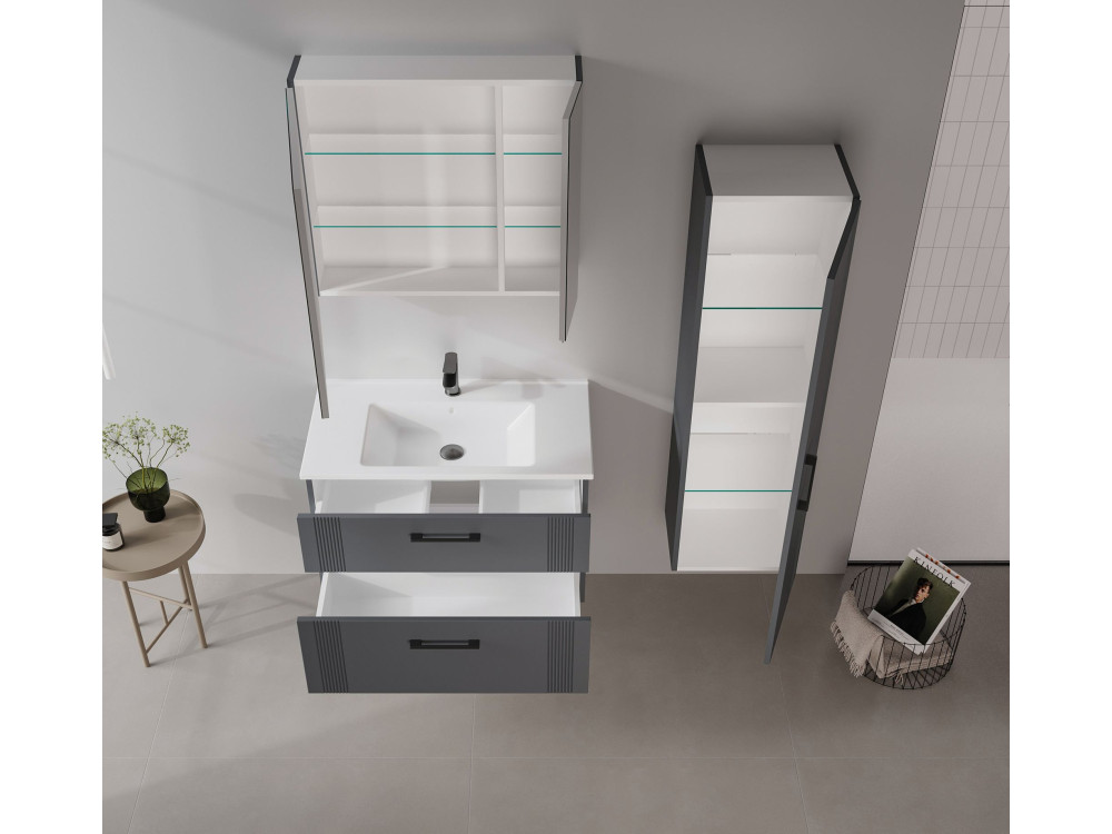 Mueble para lavabo «Bari 85 v2» - 85 x 45 x 55 cm - Antracita mate