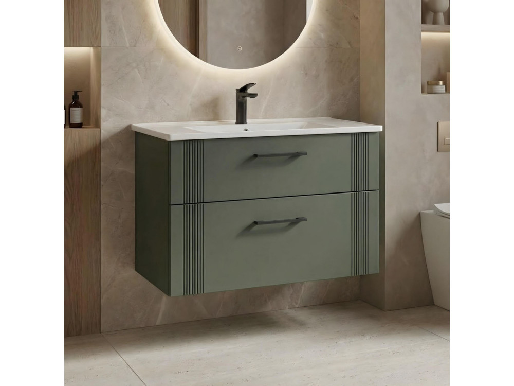 Mueble para lavabo «Bari 85 v2» - 85 x 45 x 55 cm - Verde mate