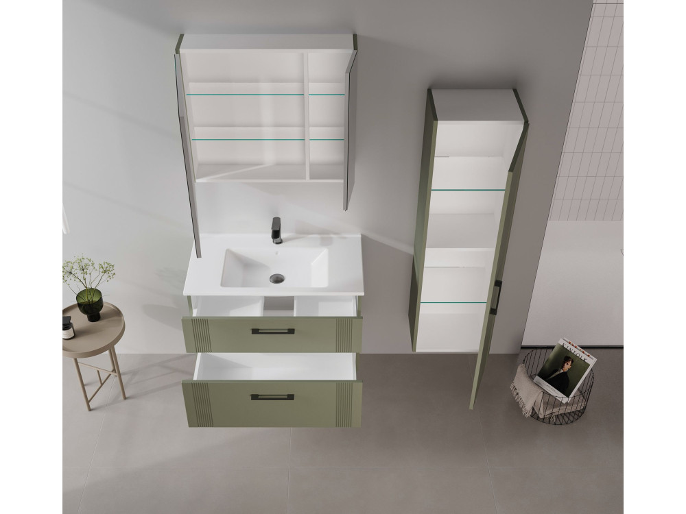 Mueble para lavabo «Bari 85 v2» - 85 x 45 x 55 cm - Verde mate