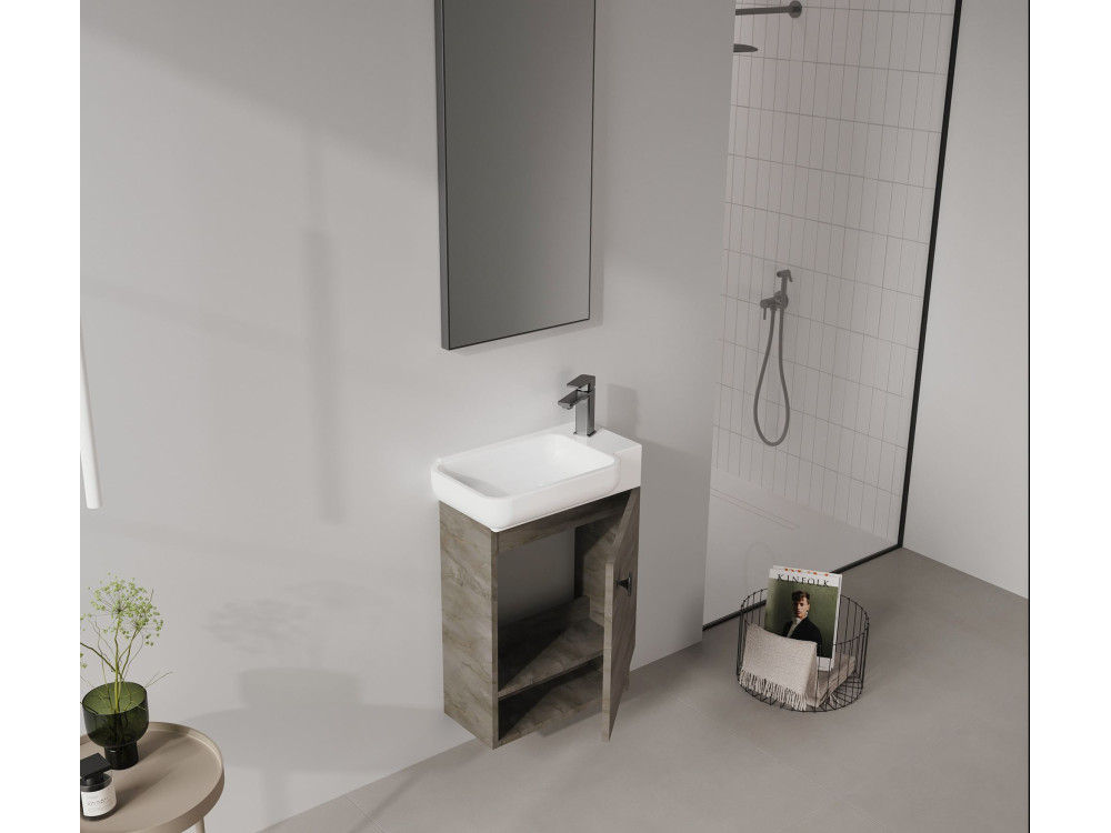 Mueble para lavabo «Begonya 55» - 53 x 33 x 75 cm - Antracita / Marfil
