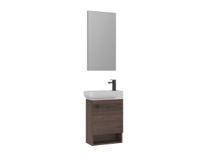 Conjunto de mueble con lavabo y espejo (2 piezas) «Begonya 55» - 53 x 33 x 75 cm - Nogal